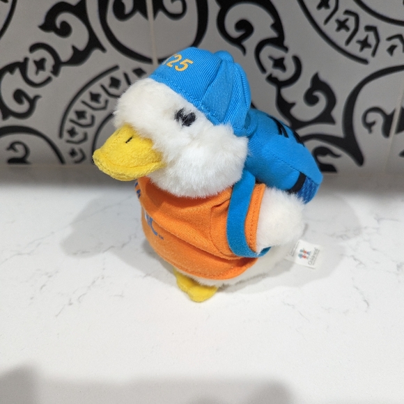 Aflac 5" Duck Plush w/ Yellow Shirt and Blue Backpack Hat Marketing - Picture 1 of 5